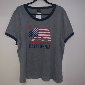 California Ringer Tee with American Flag